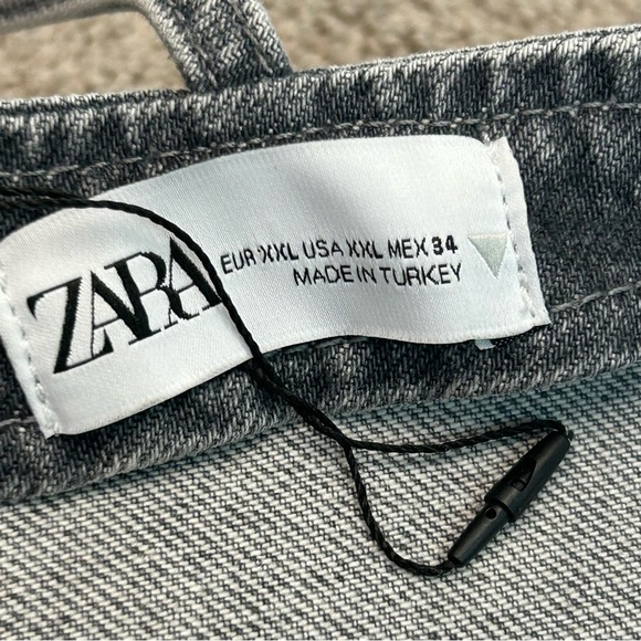 Zara TRF gray foil sequin embellished denim jean crop top sparkly Sz XXL NWOT - Picture 8 of 15